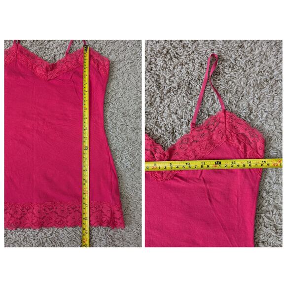 Y2K Forever 21 Babydoll Tank Top M Red-Pink Lace Cami Coquette Kawaii Barbie - Picture 8 of 8